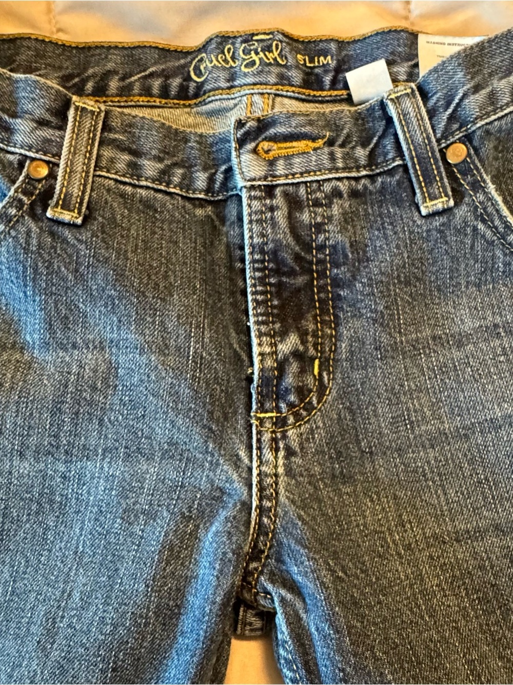Cruel Girl Slim Women’s Jeans - Blue Denim with Gold Stitching